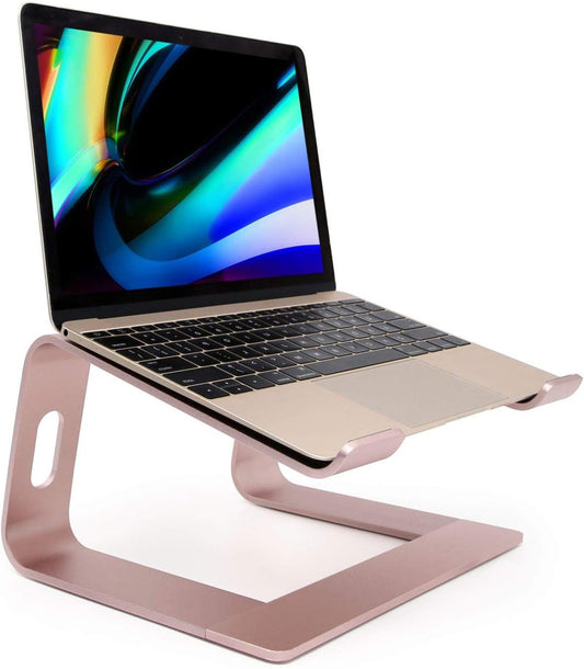 Laptop Stand, Ergonomic Aluminum Laptop Mount Computer Stand, Detachable Laptop Riser，Notebook Holder Stand Compatible with Macbook Pro/Air HP Lenovo Samsung Huawei ，All 10-17.3" Laptops(Rose Gold)